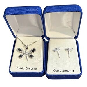 Silver Dragonfly Necklace & Dragonfly Small Earrings